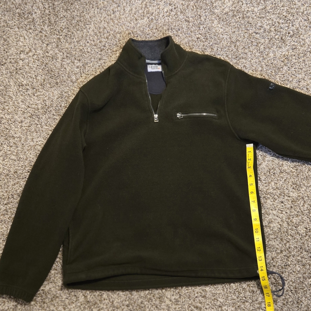 Izod Men's Zip Up Sweater in Dark Olive - Picture 5 of 14
